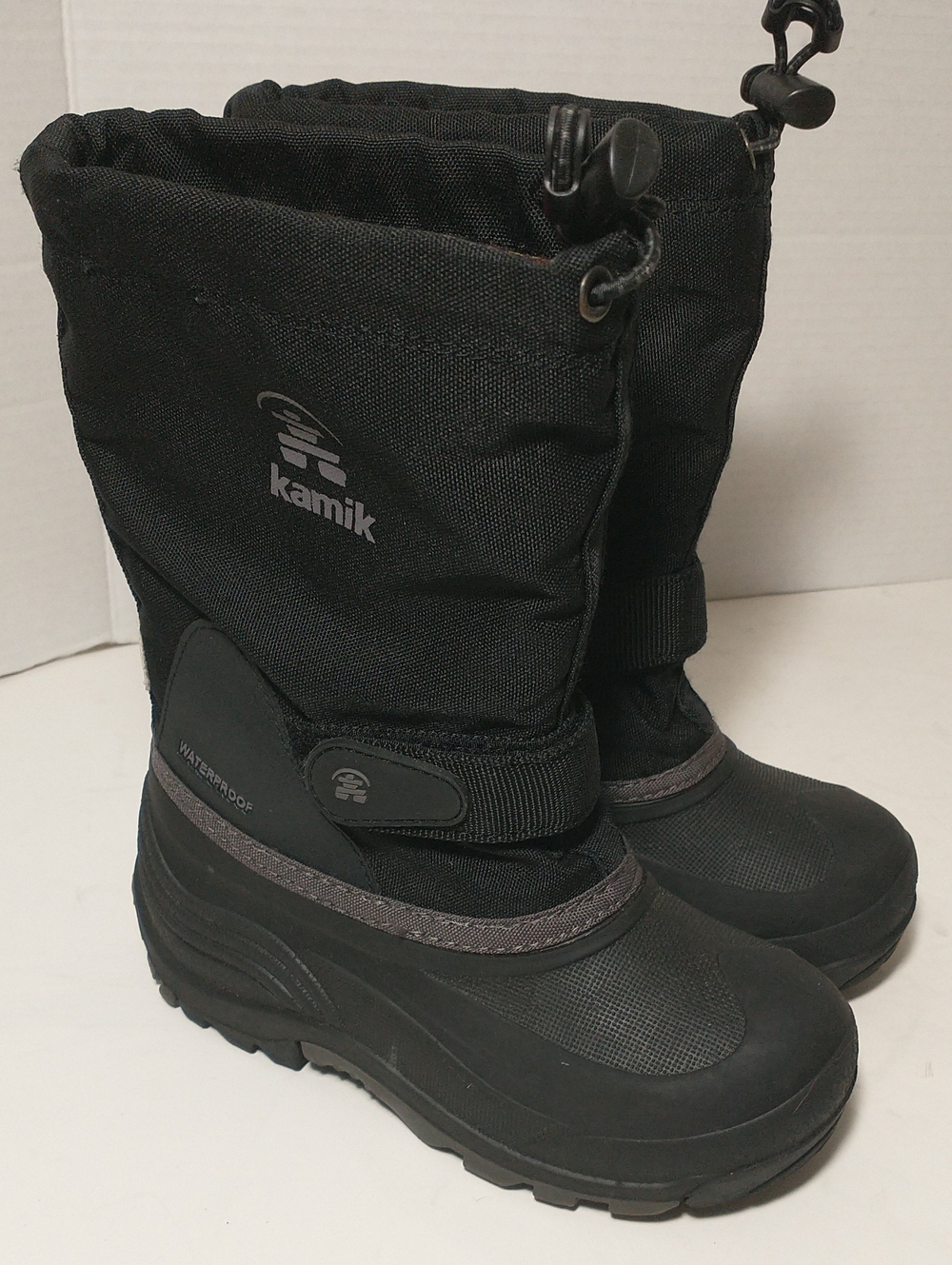 Kamik Waterproof Felt Liner Snow Boots, Kids Size 13, Black/Gray, Outdoors